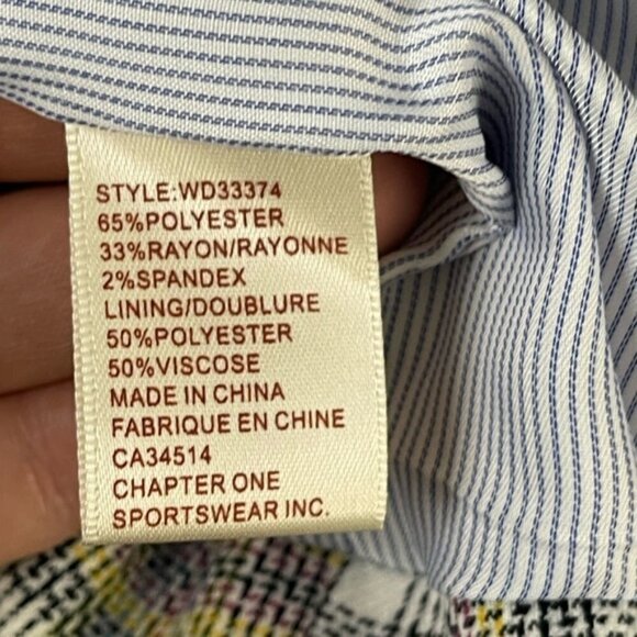 AUTRES FILLES blue/yellow Plaid unstructured gold hardware Blazer Jacket Size M - Picture 8 of 13